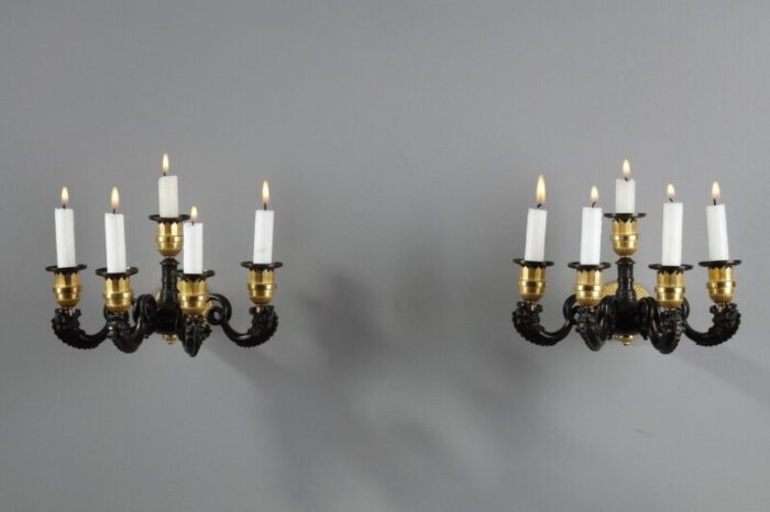 restoration period sconces in bronze set of 2 4