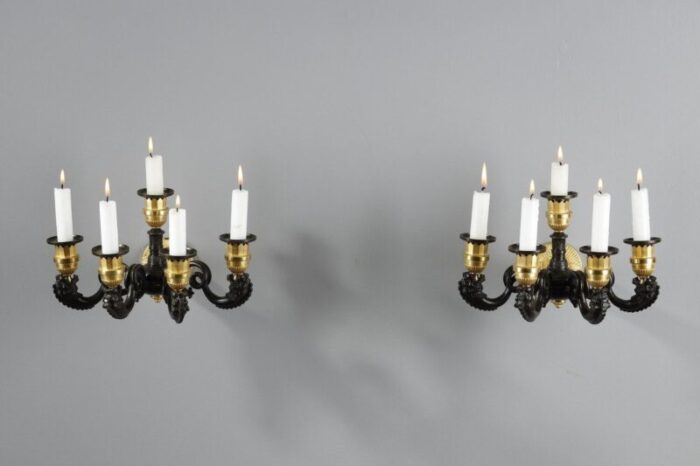 restoration period sconces in bronze set of 2 5