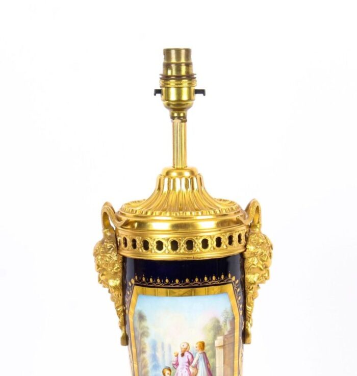 royal blue sevres porcelain ormolu table lamp 19th century 5