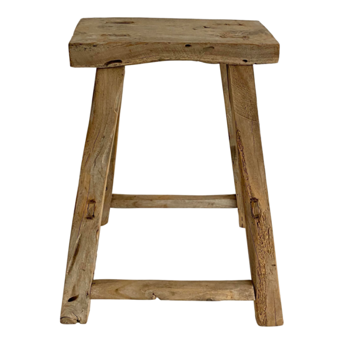 rustic elm wood farmhouse stool 0447