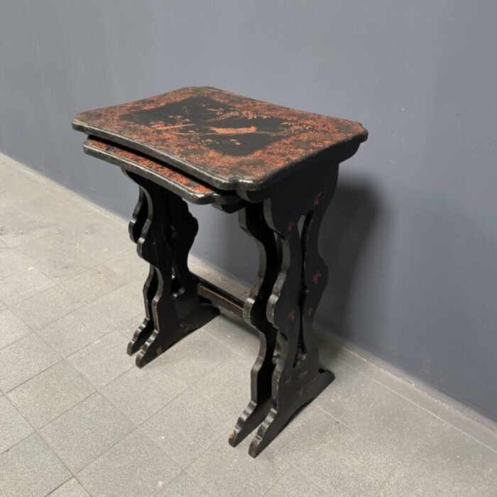 sblack painted side tables 1920s set of 2 1784