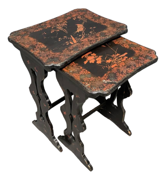 sblack painted side tables 1920s set of 2 4697