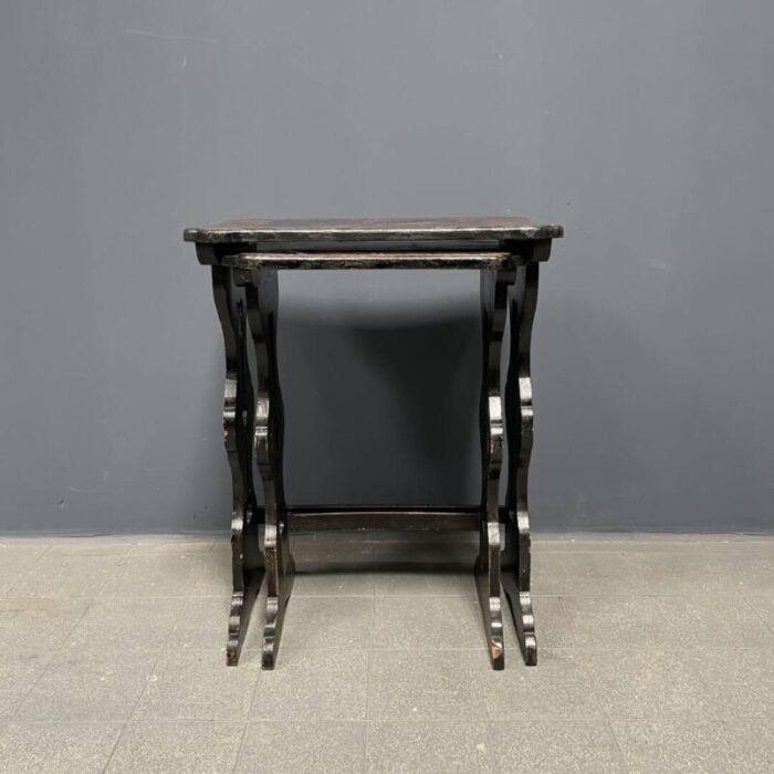 sblack painted side tables 1920s set of 2 5428