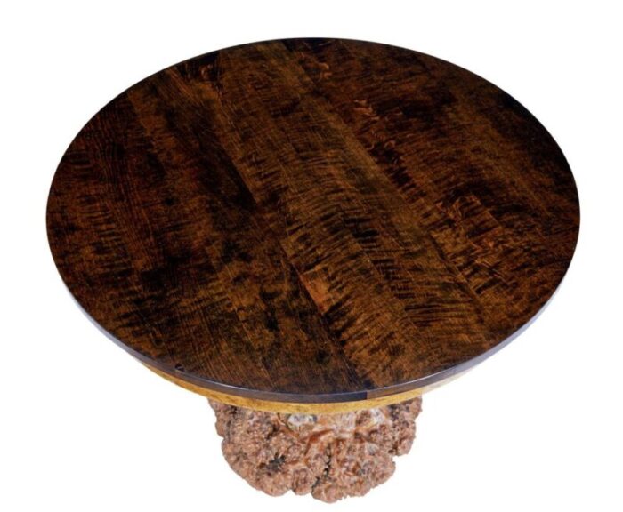 scandinavian circular occasional table with burr root base 1930s 7619