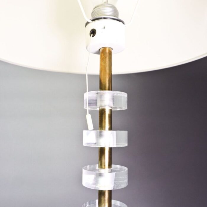 scandinavian modern brass and acrylic glass table lamp in the style of carl fagerlund 3