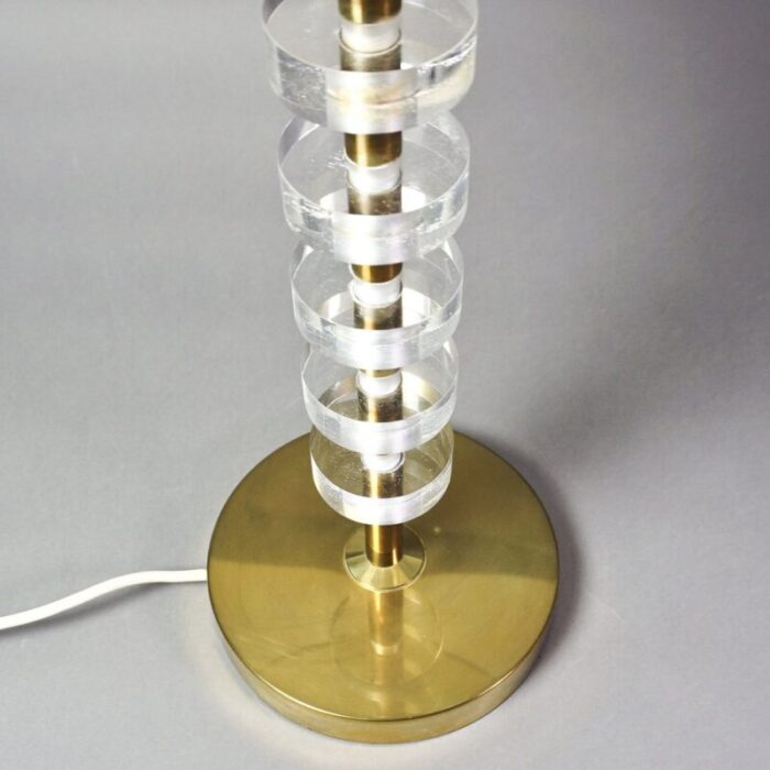 scandinavian modern brass and acrylic glass table lamp in the style of carl fagerlund 5