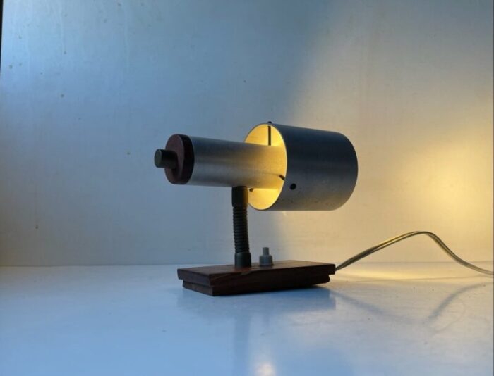 scandinavian modern wall lamp in aluminum and teak from lyfa 1960s 4