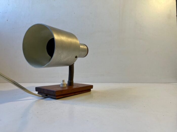 scandinavian modern wall lamp in aluminum and teak from lyfa 1960s 5