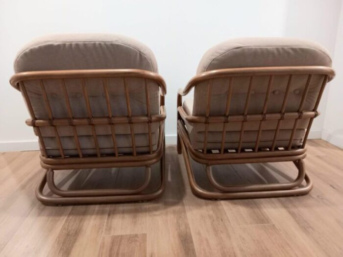 scandinavian two rattan armchairs 1970s set of 2 4476