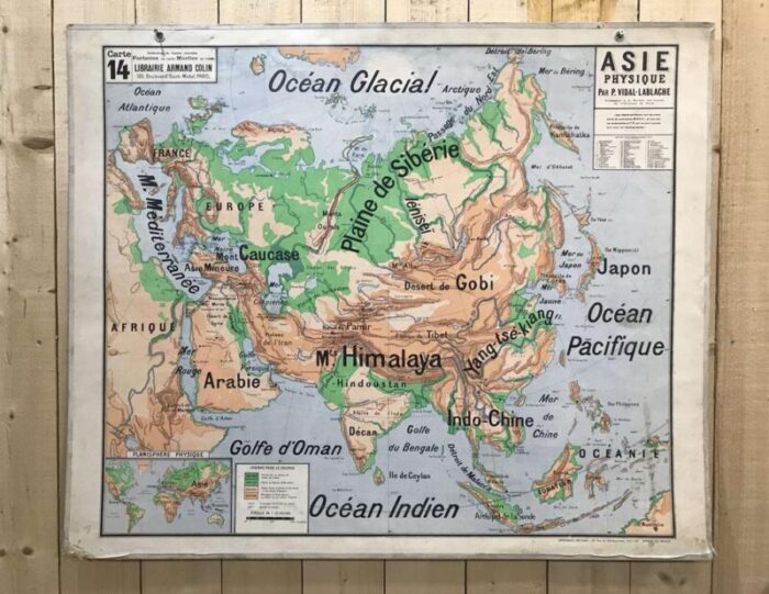 school geographic map of physical asia n14 by vidal lablache 4285