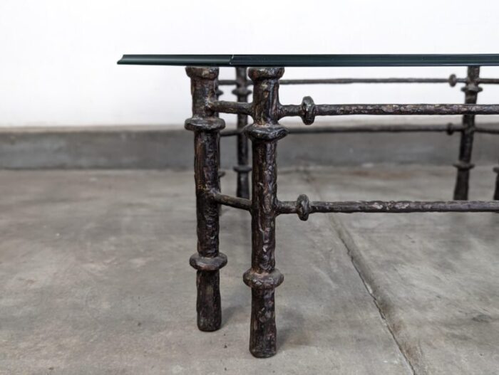 sculptural coffee table bronze finish in the manner of diego giacometti 9250