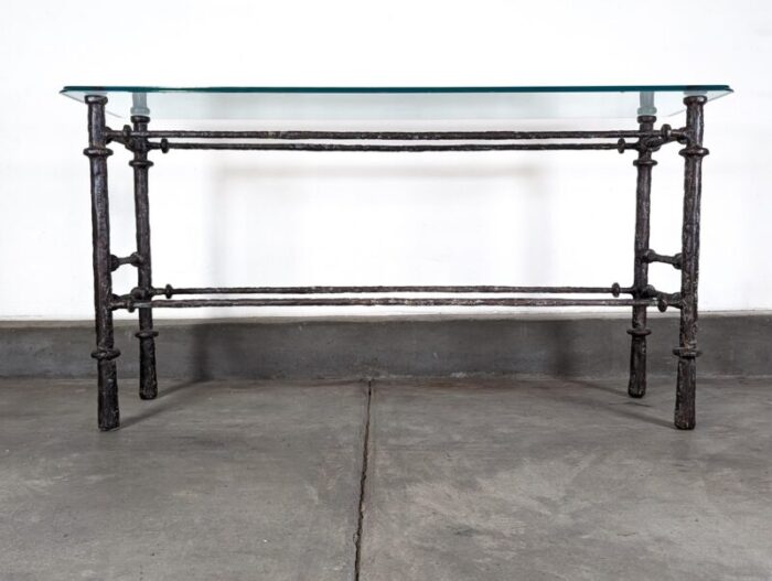 sculptural console table bronze finish in the manner of diego giacometti 3176