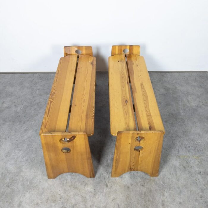 sculptural dining set in pine by gilbert marklund for furusnickarn ab 1970s set of 3 0727