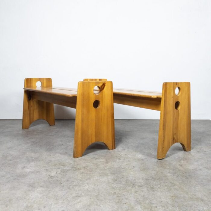 sculptural dining set in pine by gilbert marklund for furusnickarn ab 1970s set of 3 4375