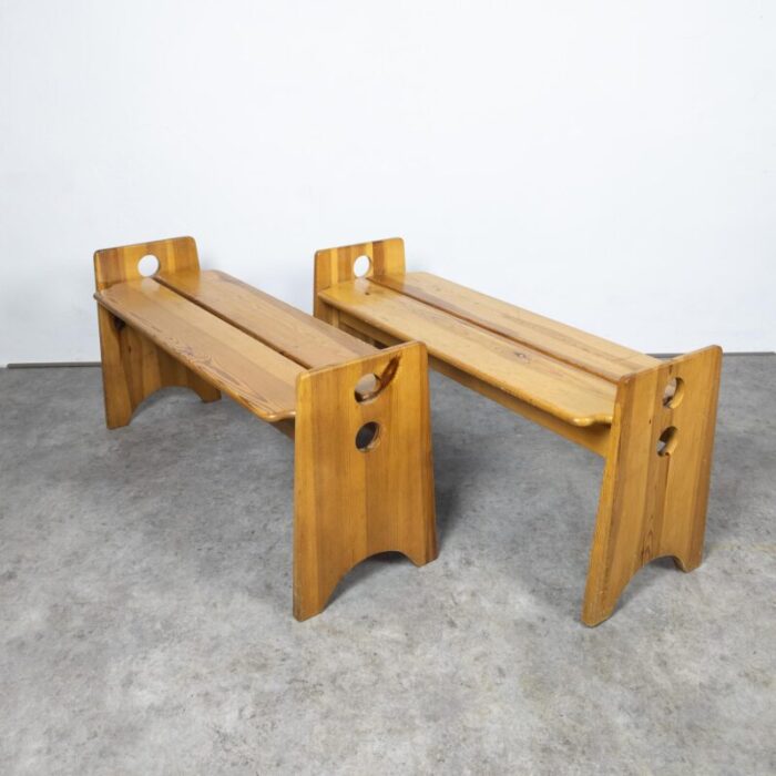 sculptural dining set in pine by gilbert marklund for furusnickarn ab 1970s set of 3 5469