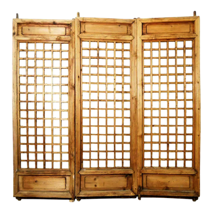 set of 3 antique chinese screen panels temple doors cunninghamia wood 1800 1849 9594