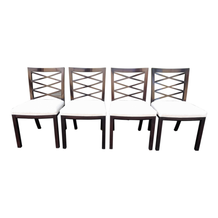 set of 4 councill furniture x back dining chairs newly upholstered in performance chenille 1630