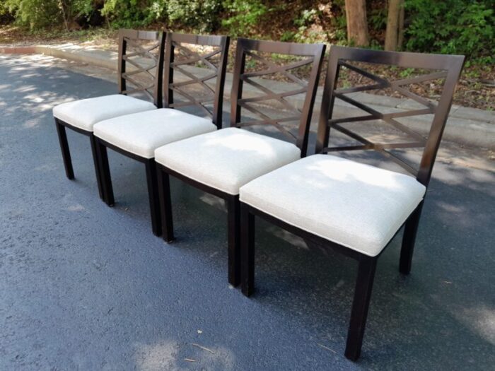 set of 4 councill furniture x back dining chairs newly upholstered in performance chenille 8703