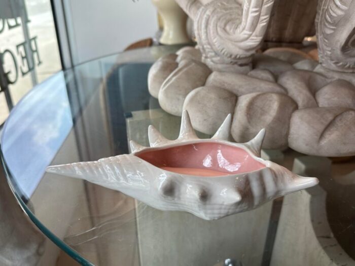 set of 8 1960s ceramic conch shell pink white seashell bowls vessels palm beach 0030