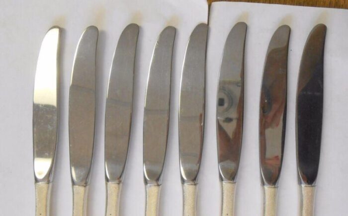 set of 8 1960s wallace spanish lace sterling handle modern hollow dinner knives 4191