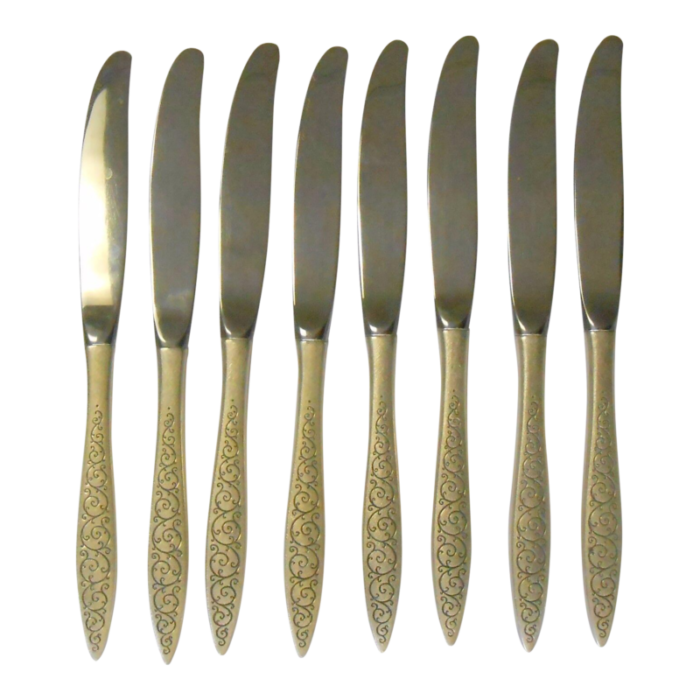 set of 8 1960s wallace spanish lace sterling handle modern hollow dinner knives 7222