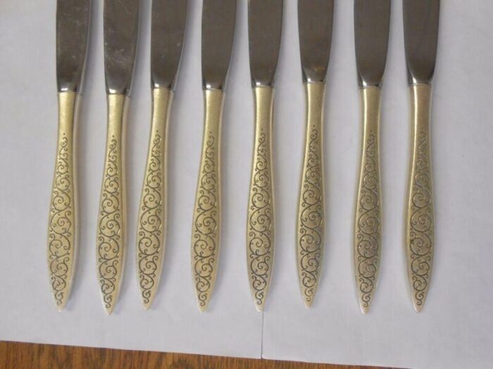 set of 8 1960s wallace spanish lace sterling handle modern hollow dinner knives 7332