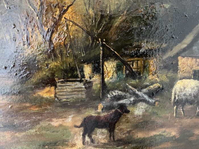 sheep at the sheepfold 1890s oil on canvas framed 5093