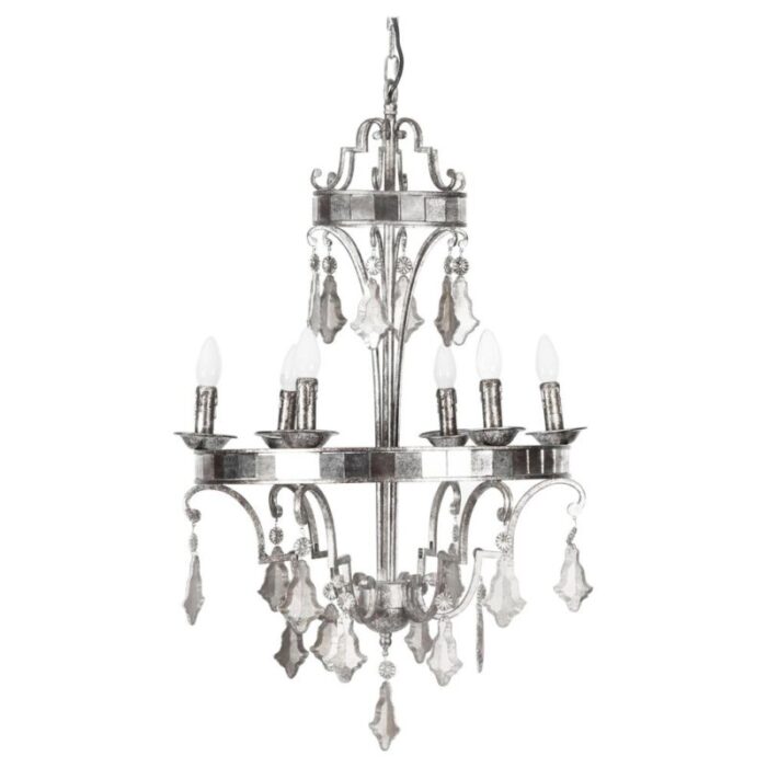 silvered bronze and mirrored chandelier late 20th century 1