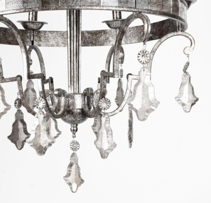 silvered bronze and mirrored chandelier late 20th century 3