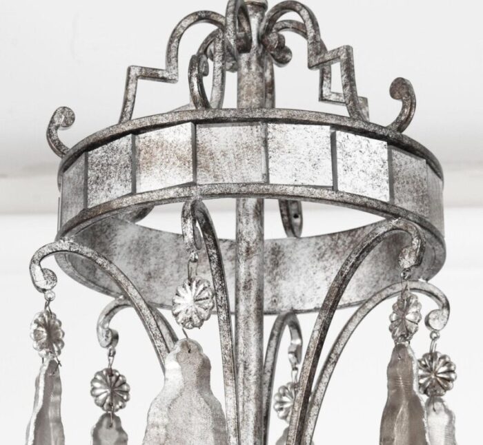 silvered bronze and mirrored chandelier late 20th century 7