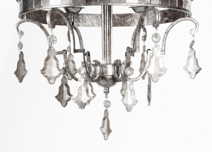 silvered bronze and mirrored chandelier late 20th century 8