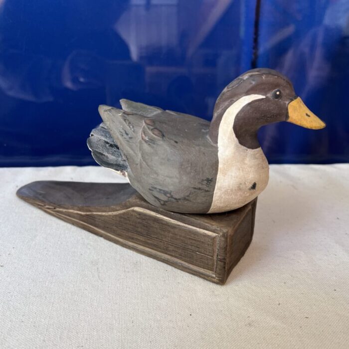 small 1970s wooden painted duck doorstop 8331