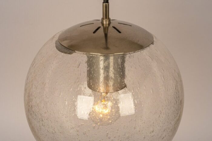 small chrome pendant with clear glass ball from limburg germany 1970s 10