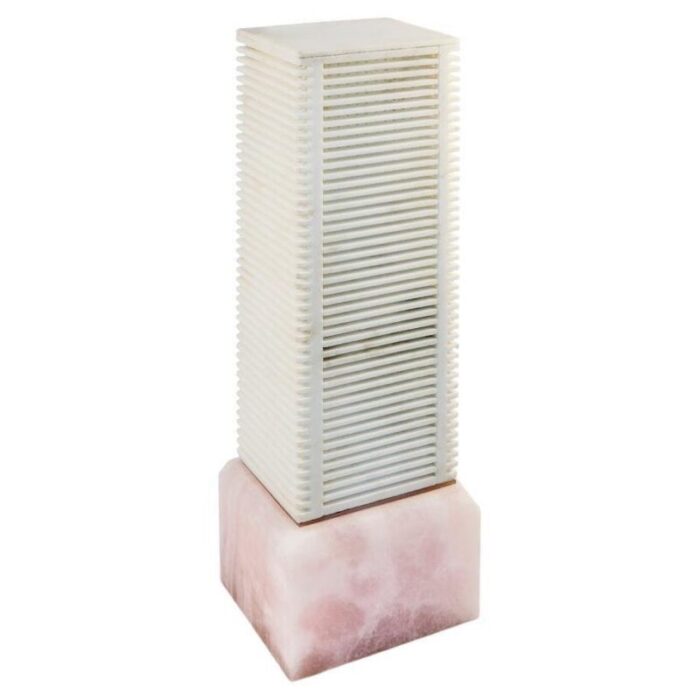 small city lamp in pink and white marble by michele barattini 1