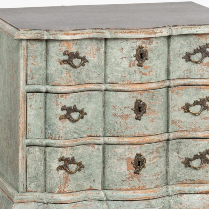 small oak painted rococo chest of three drawers denmark circa 1800 4377