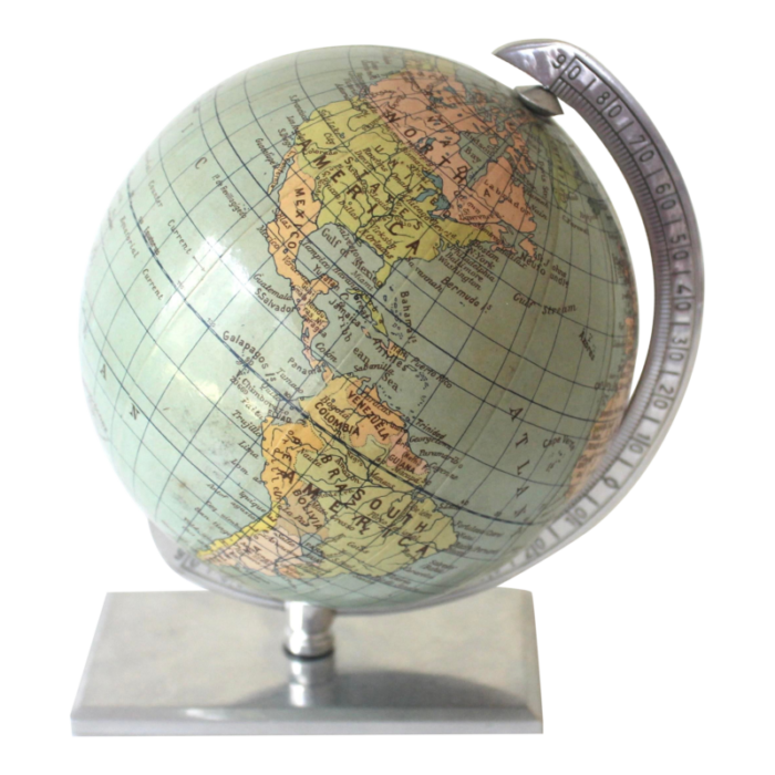 small vintage 1950s columbus globe dr r neuse printed in germany aluminum base 2963