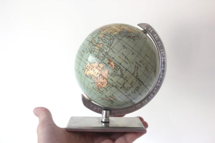 small vintage 1950s columbus globe dr r neuse printed in germany aluminum base 5646