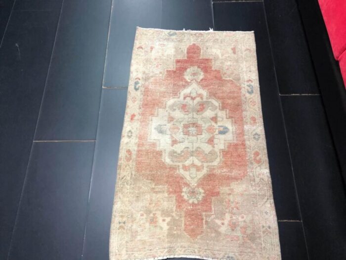 small vintage turkish wool rug 1960s 0437