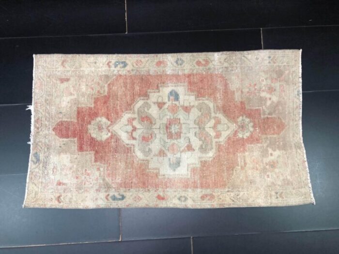 small vintage turkish wool rug 1960s 2339