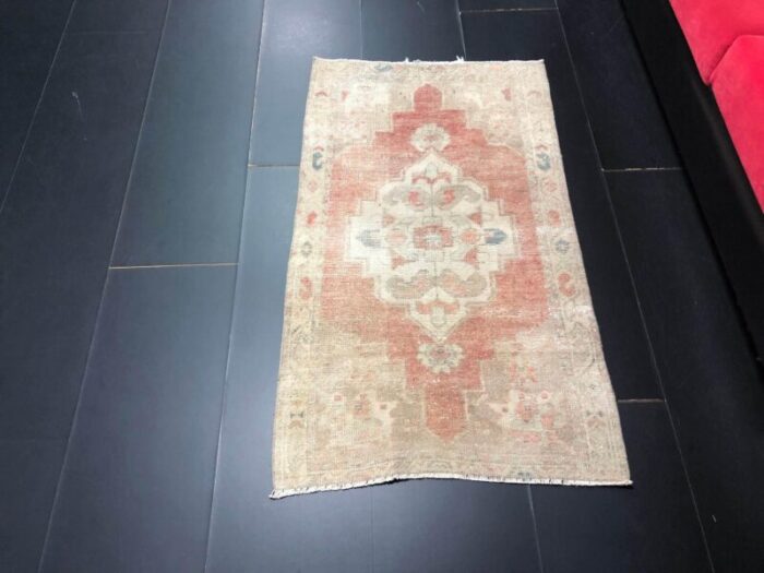 small vintage turkish wool rug 1960s 6750