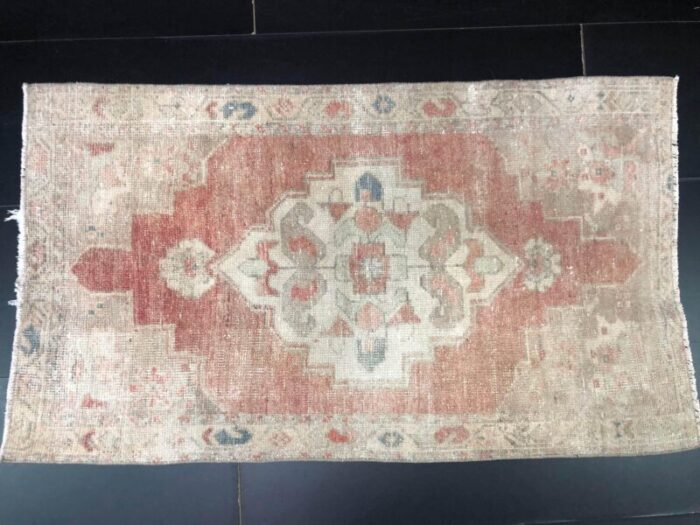 small vintage turkish wool rug 1960s 7687