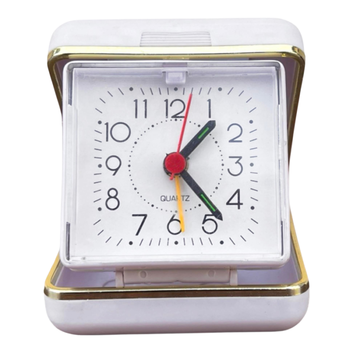 small white travel alarm clock germany 1990s 1107