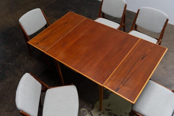 square teak dining table with extensions 1960s 5675