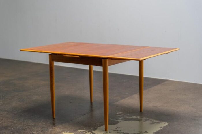 square teak dining table with extensions 1960s 7301