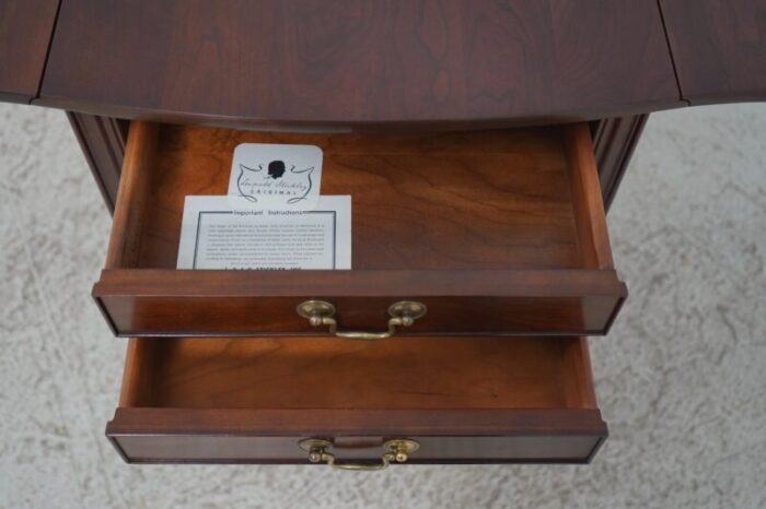 stickley chippendale cherry 2 drawer pembroke table 6809