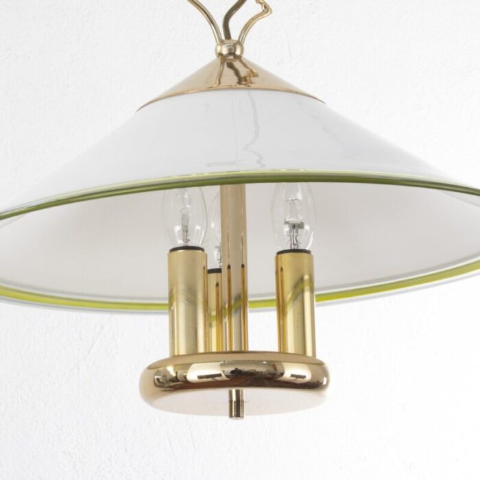 suspension lamp in white murano glass with yellow green and galvanic gold finishes italy 1980s 3