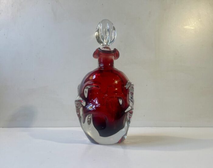 swedish modern ruby red decanter by bo borgstrom for aseda 1960s 1163