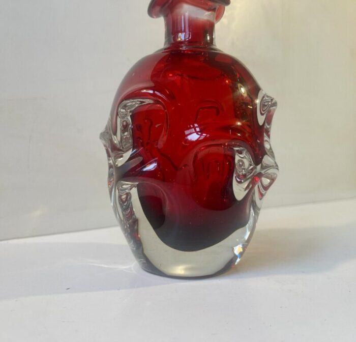 swedish modern ruby red decanter by bo borgstrom for aseda 1960s 2005