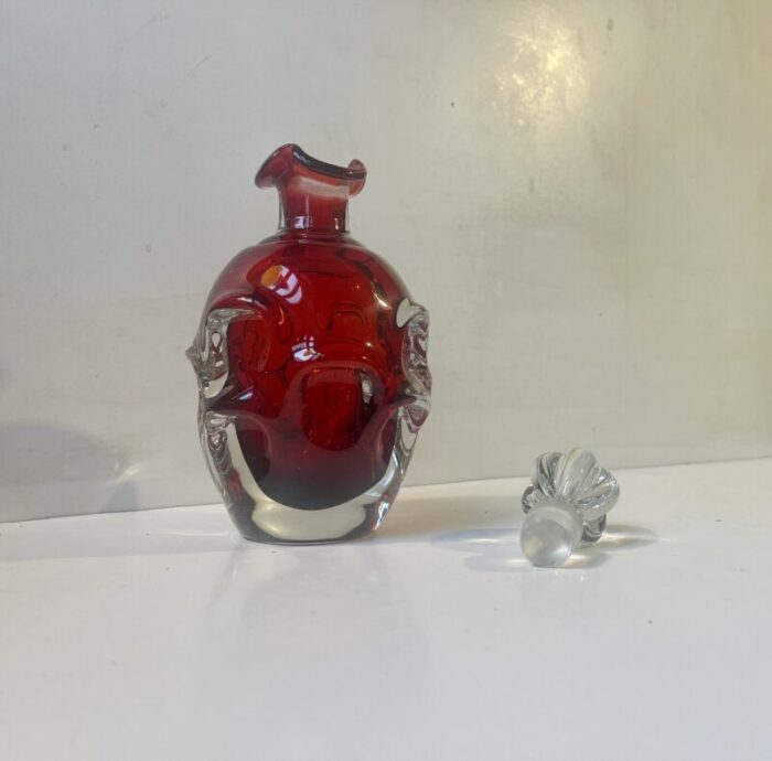 swedish modern ruby red decanter by bo borgstrom for aseda 1960s 2552