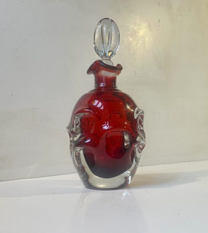 swedish modern ruby red decanter by bo borgstrom for aseda 1960s 7877